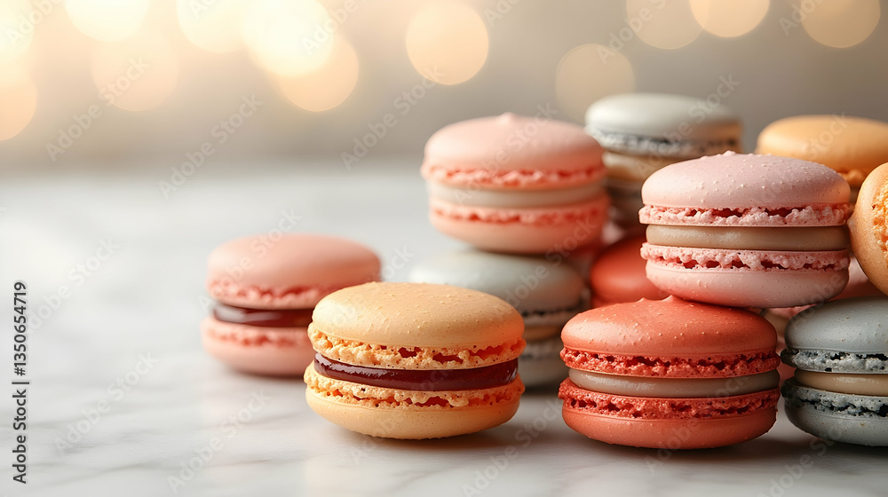 Obraz premium Colorful macarons on marble