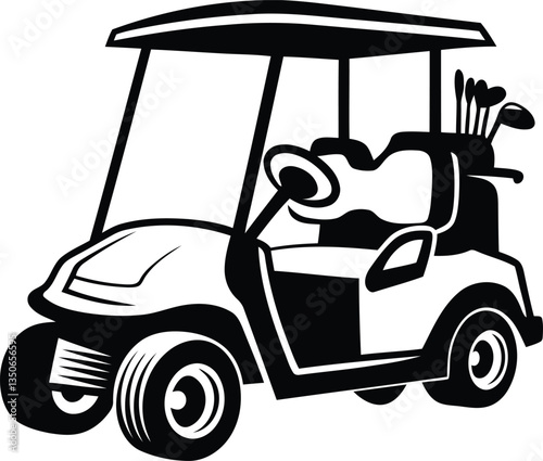 Golf cart stylish silhouette vector illustration, Golf cart vector design, Golf cart line art vector illustration