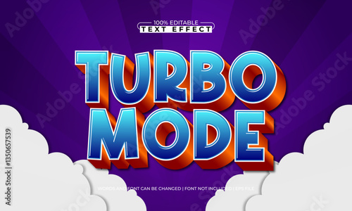 turbo mode editable text effect with a gaming and children text style