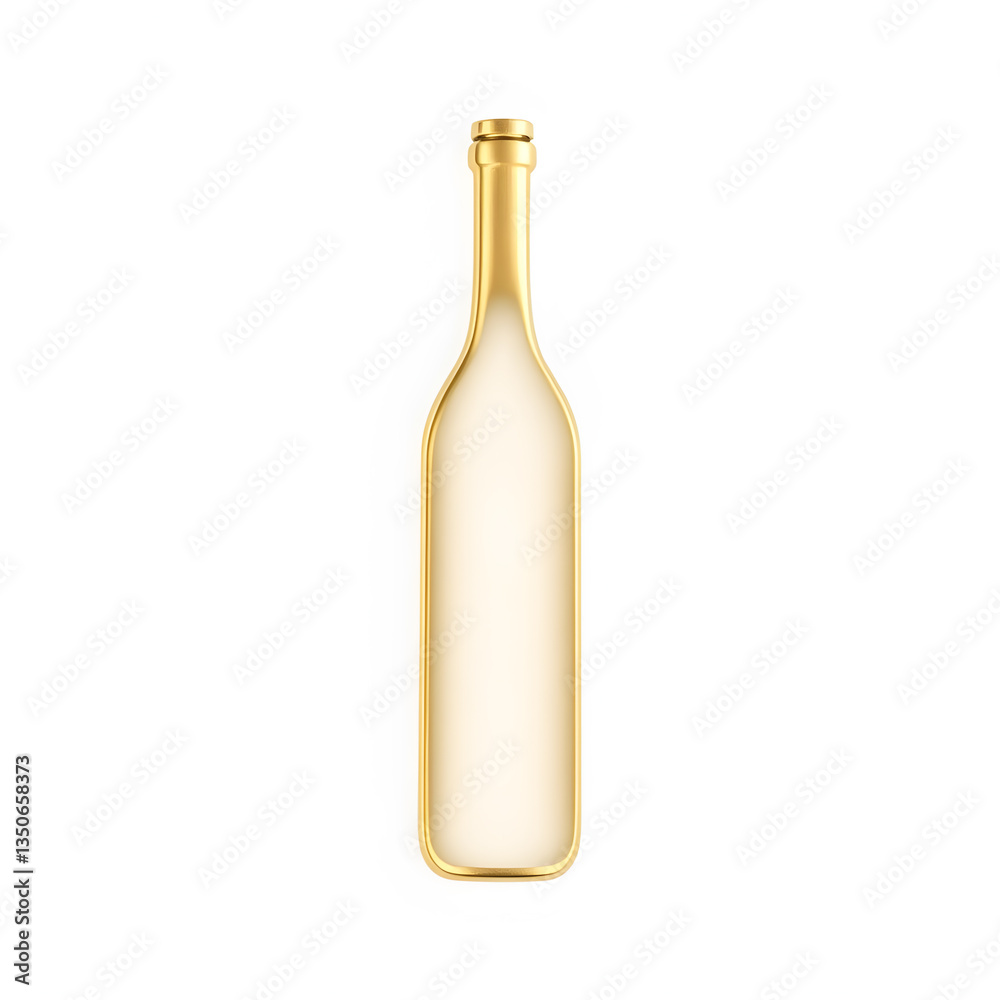 Wine bottle gold metal icon on white background Generetive AI Wine bottle gold metal icon on white background Generetive AI
