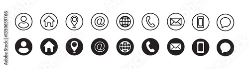 Contact icon set. business card contact information icons. contact us icon set. vector illustration eps 10.