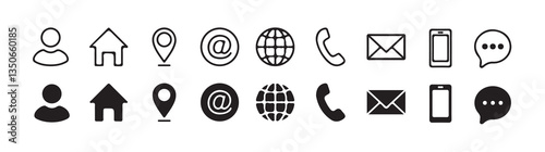Contact icon set. business card contact information icons. contact us icon set. vector illustration eps 10.