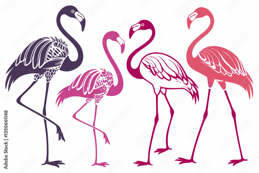 Fototapeta premium set of Flamingo silhouette vector illustration