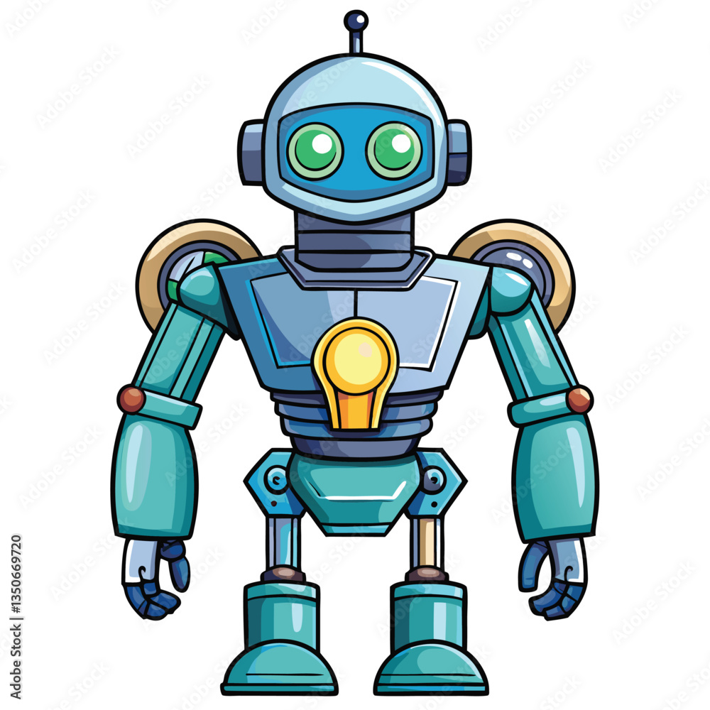 Cute teal robot character Cute teal robot character