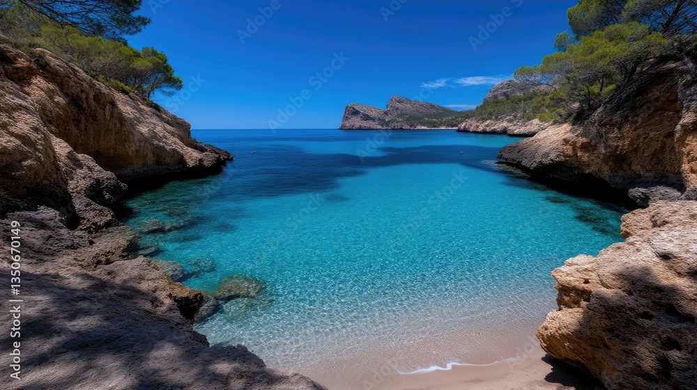 Fototapeta premium Coastal paradise, turquoise water, hidden cove