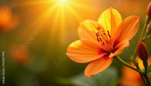 Close-up of delicate orange blossom flowers in the golden sunlight, flowers, delicate, sunlight