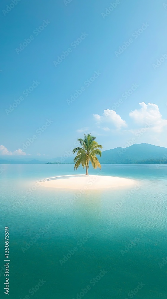 Tropical Island Paradise: Lone Palm Tree. Tropical Island Paradise: Lone Palm Tree.