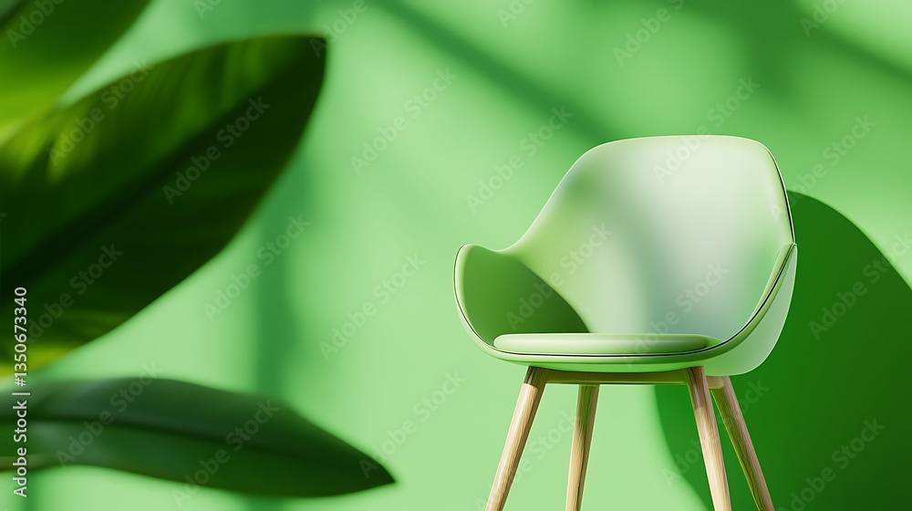 Fototapeta premium Modern Chair, Green Room, Sunlight