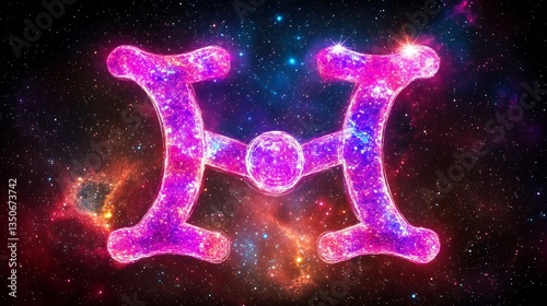 A Glowing Geminian Symbol Illuminated Amongst the Starry Cosmos