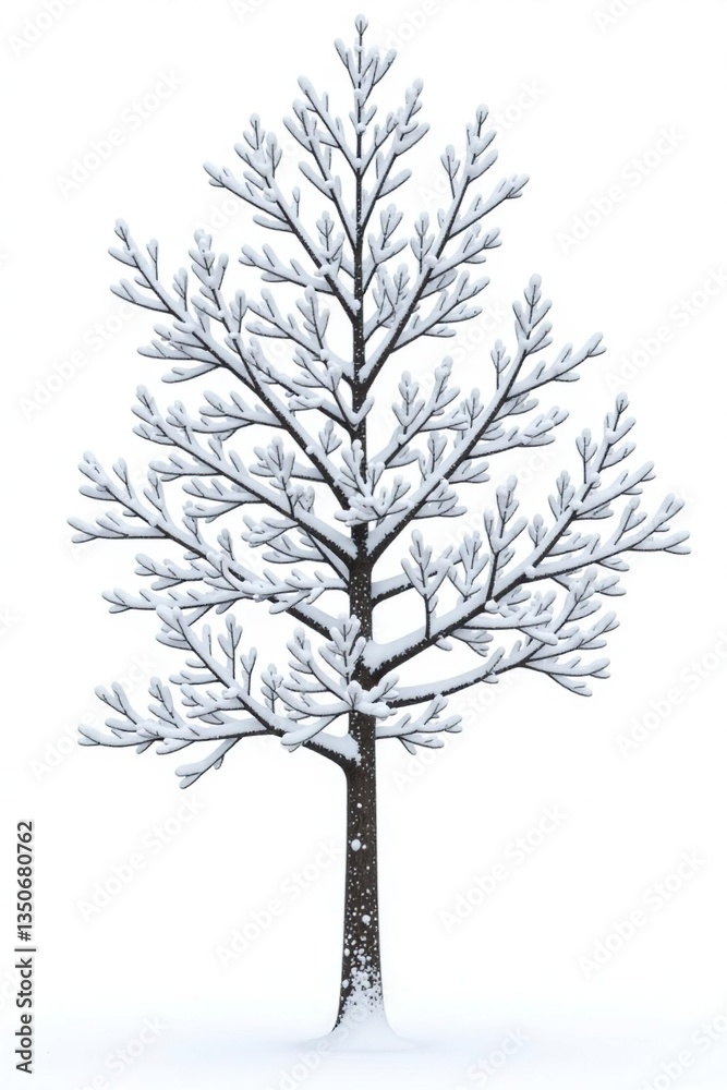Snowy tree branches isolated on white background, snowcovered, branch Snowy tree branches isolated on white background, snowcovered, branch