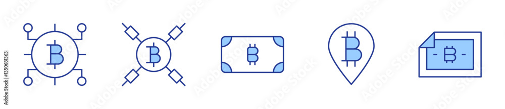 cryptocurrency, blockchain, bitcoin. Bitcoin Icon vector illustration. Line Duotone style. Editable stroke cryptocurrency, blockchain, bitcoin. Bitcoin Icon vector illustration. Line Duotone style. Editable stroke
