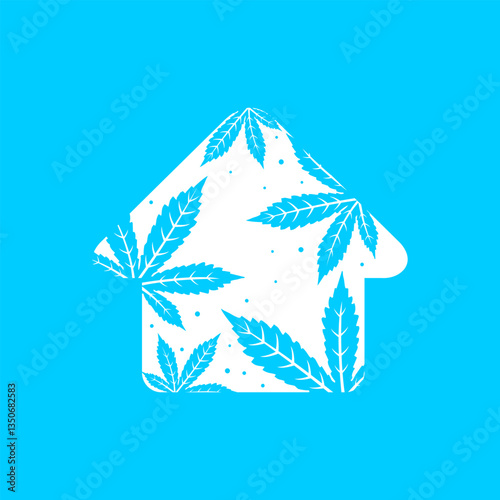 Cannabis House with pattern leaf inside
