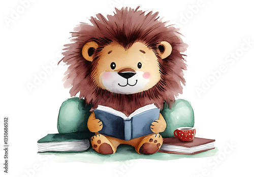 Senior Lion Engaged in Educational Reading