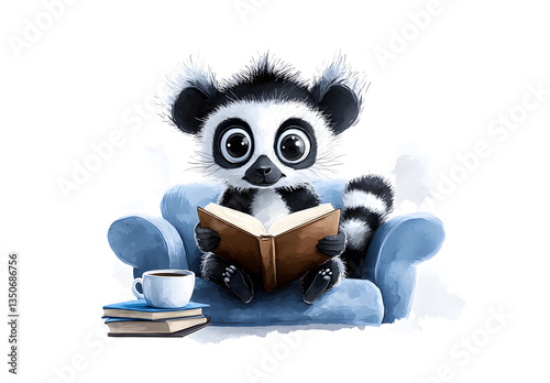 Senior Panda Reading Vintage Book