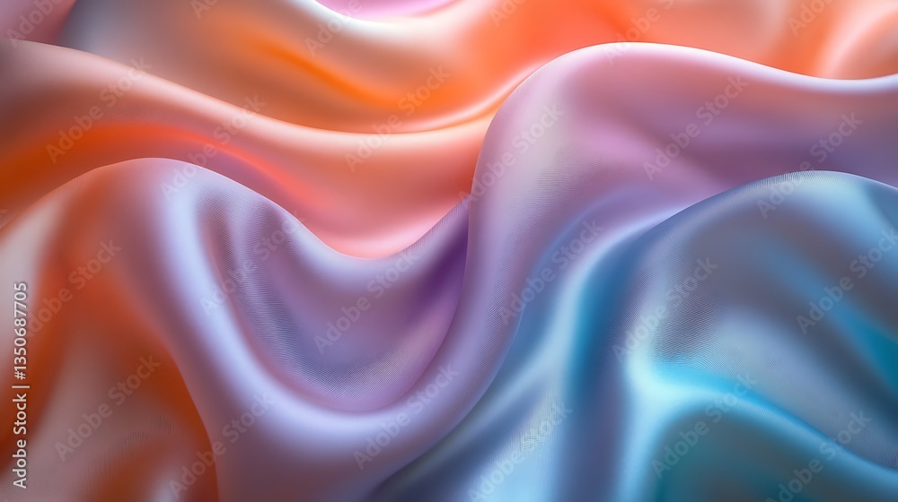 Fototapeta premium Silky smooth textures in a rich mix of pastel hues, featuring peach, turquoise, and lilac tones that create an elegant abstract pattern