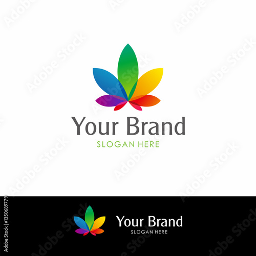 Colorfull lotus, cannabis, leaf, mandala, wellness