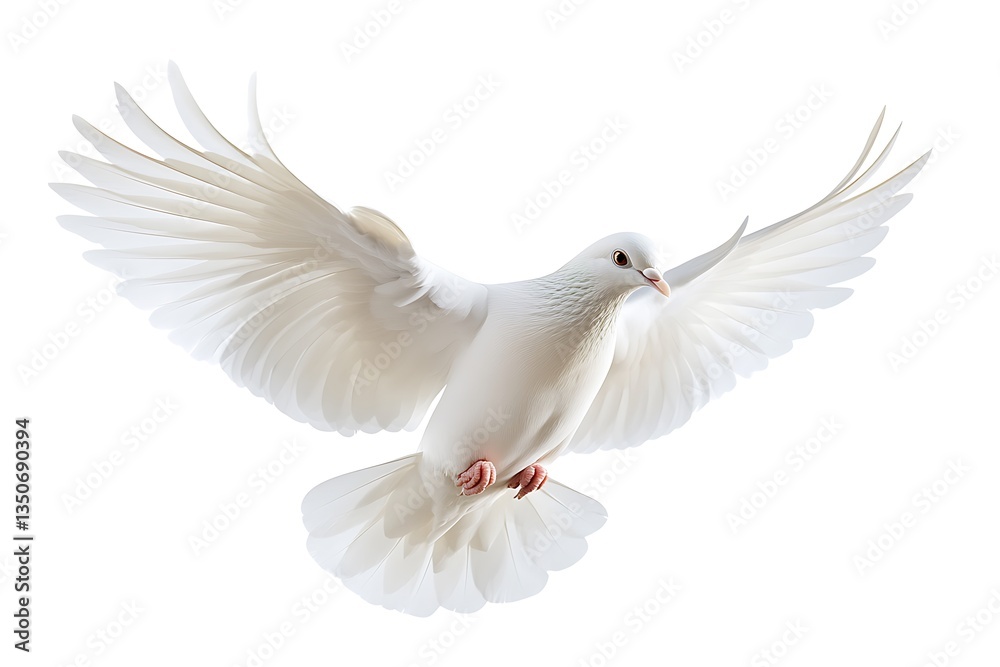 Obraz premium A solitary white bird spreads wings during graceful and focused flight