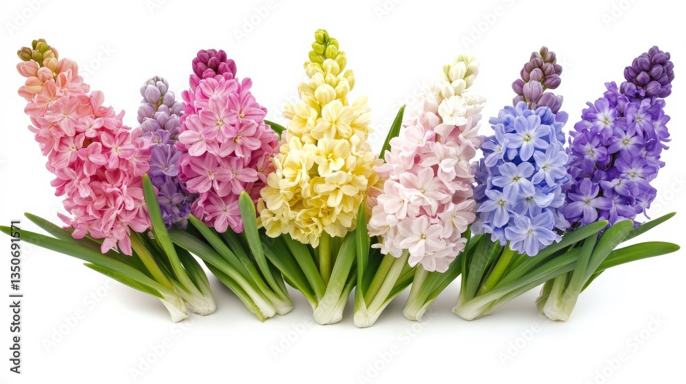 Pastel Colored Flowers in Full Bloom Isolated on White Pastel Colored Flowers in Full Bloom Isolated on White