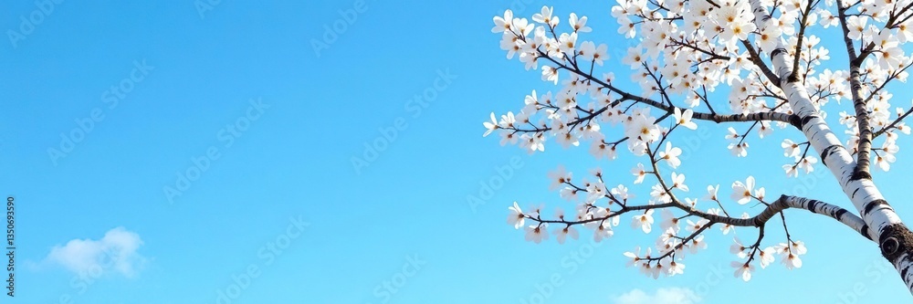 White birch branches against a clear blue sky, birch branch, blue, cloudless