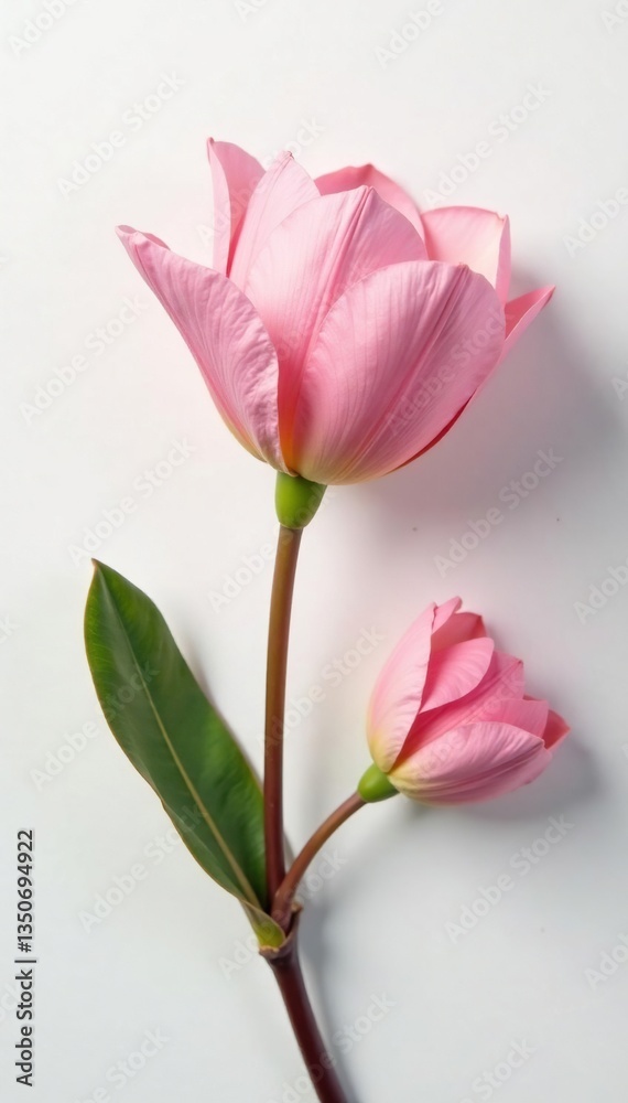 Delicate flower petals unfolding on a crisp white background, flowers, blossom Delicate flower petals unfolding on a crisp white background, flowers, blossom