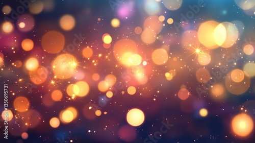Colorful bokeh lights background. Blurred circle shapes. Multicolored blurry lights bokeh defocused abstract background for Christmas new year and celebration events.