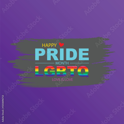 Happy Pride Month LGBTQ Celebration with Colorful Typography