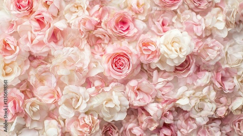 A beautiful assortment of soft pink and white rose blossoms