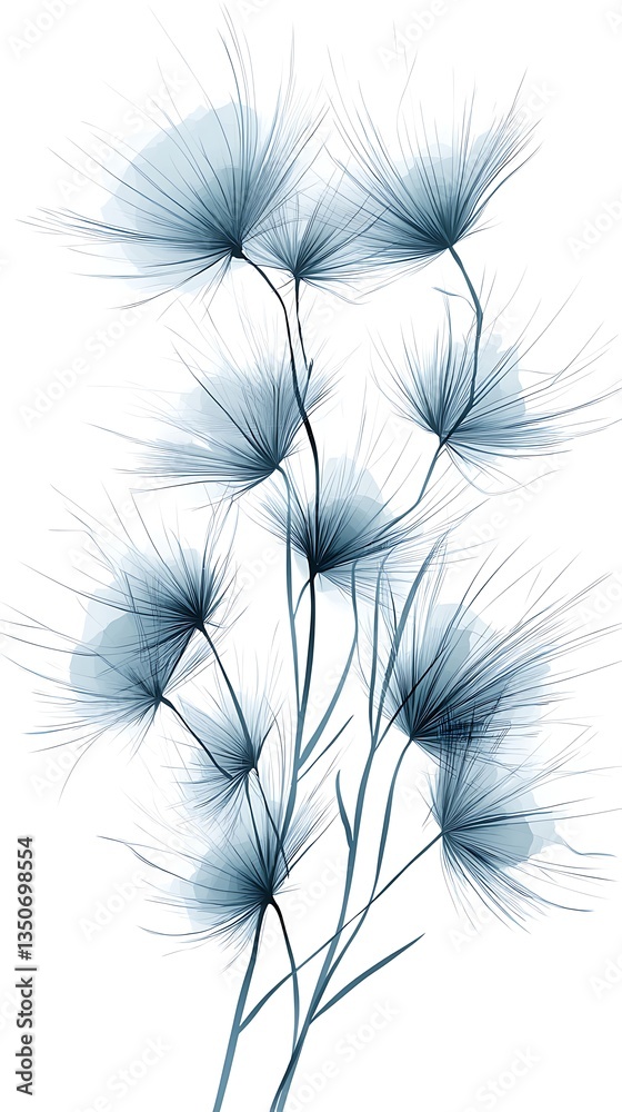Fototapeta premium Delicate Floral Arrangement with Blue Hues on a White Background Illustration and Design