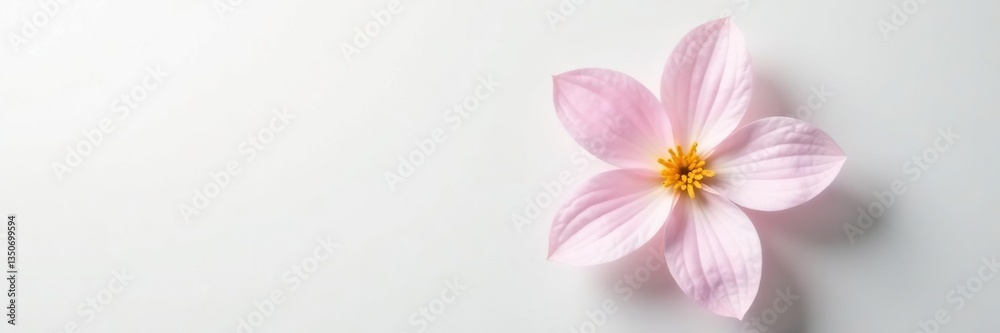 Fototapeta premium A delicate flower on a white background against a subtle gradient, floral, blossom