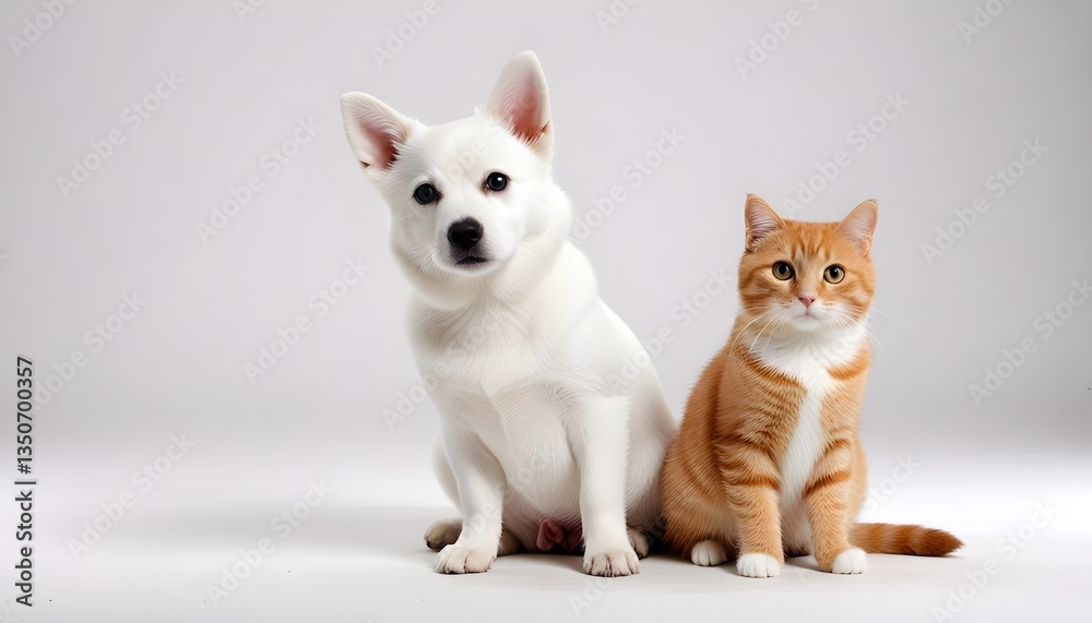white cat and dog white cat and dog