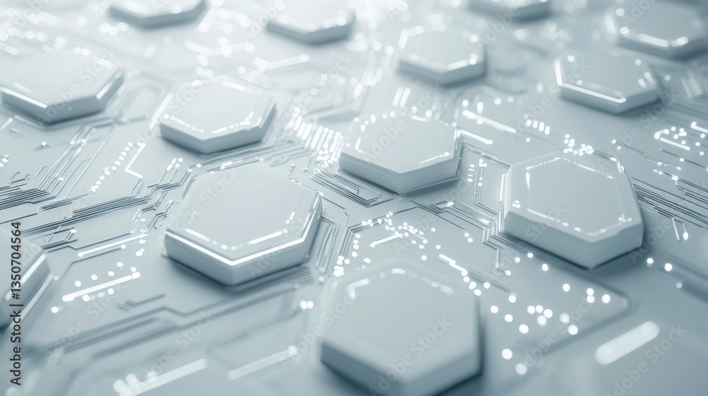 Abstract futuristic circuit board, hexagonal patterns. Possible use Technology, innovation Abstract futuristic circuit board, hexagonal patterns. Possible use Technology, innovation