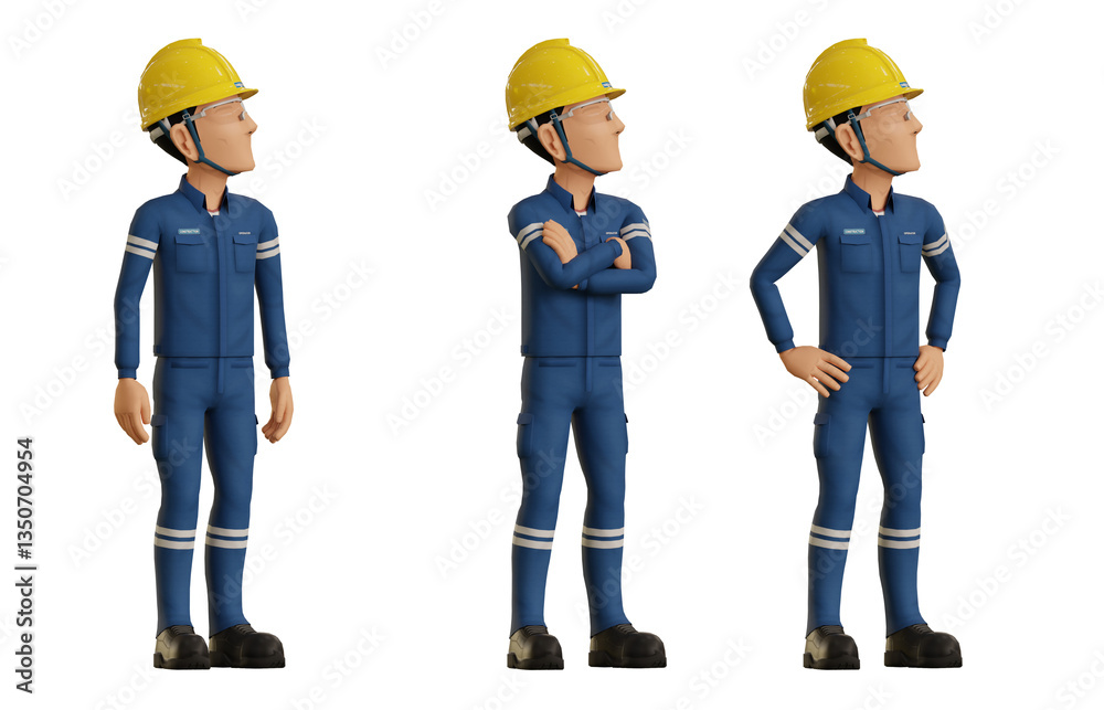 Isolate industrial operator is looking at something on the ceiling Isolate industrial operator is looking at something on the ceiling