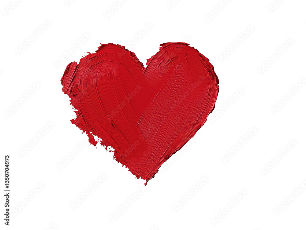 Red Painted Heart Shape on White Background: Symbol of Love, Passion, and Romance Red Painted Heart Shape on White Background: Symbol of Love, Passion, and Romance