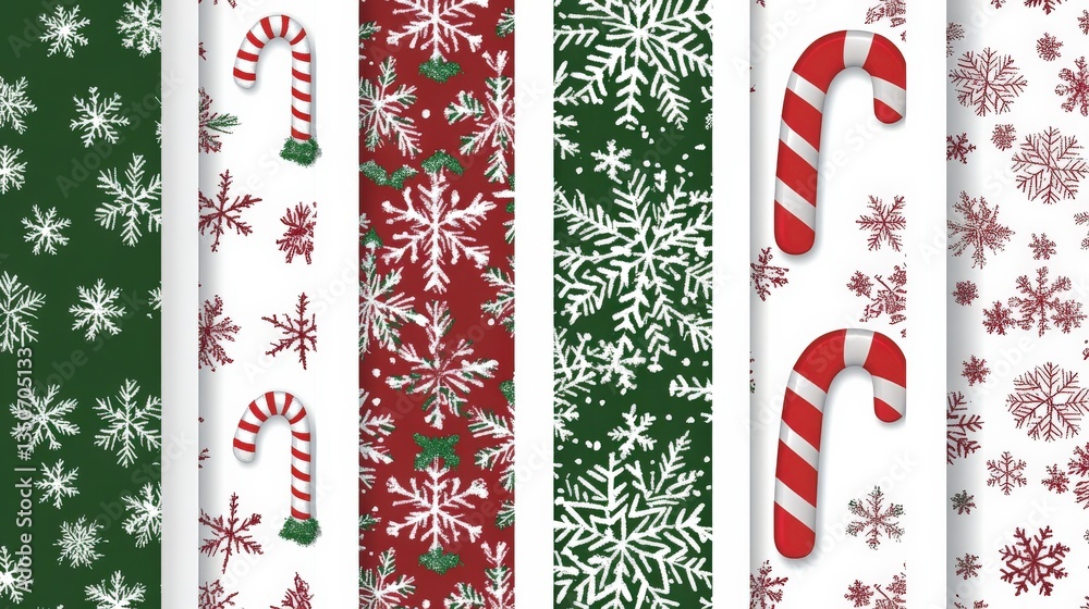 Festive Patterns with Candy Canes and Snowflakes Festive Patterns with Candy Canes and Snowflakes
