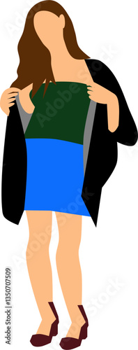 an illustration of isolated silhouette attractive girl 