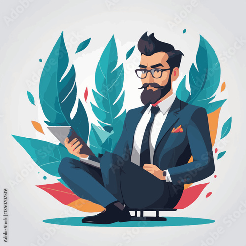employee appreciation day, investment solution, copy space, boss, confident man, lawyer office, finance management, 40 40s, work, older adult, internet technology, satisfied person, group, middle age,