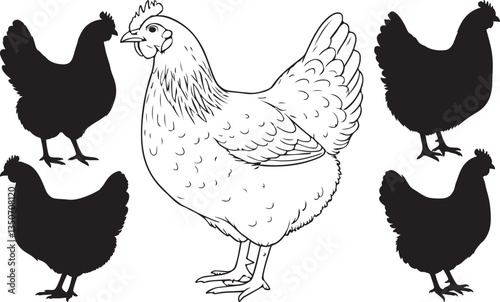 Hen Silhouette - Farm Animal and Poultry Illustration