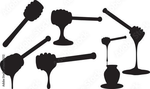 Honey Dipper Silhouette - Sweetness and Bee Product Icon