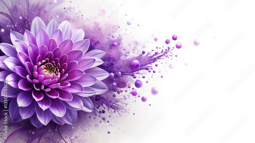 Obraz premium Purple Splash Wedding Invitation Background, Beautiful Flower Landscape Photography, Abstract Floral Design
