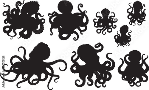 Kraken Silhouette - Mythical Sea Monster Illustration