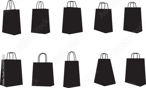 Paper Bag Silhouettes - Shopping and Eco-Friendly Packaging