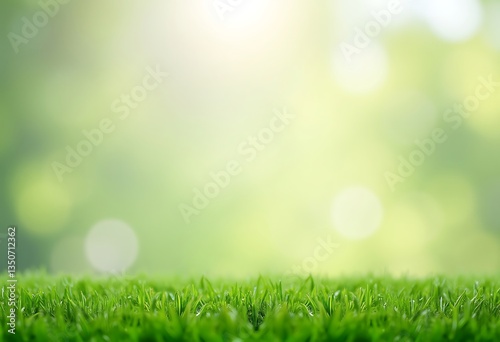 Generative AI Spring Meadow: Verdant Grass and Soft Bokeh Background