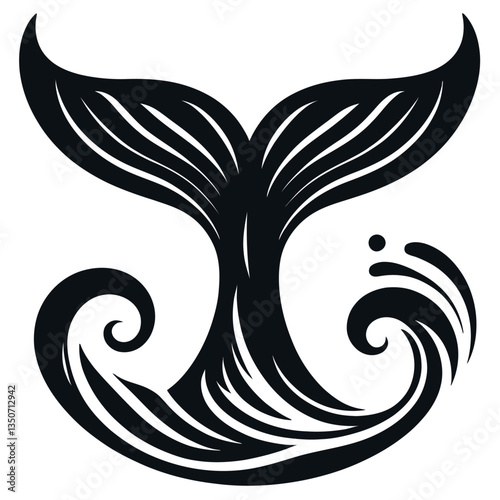 Whale tale silhouette vector 