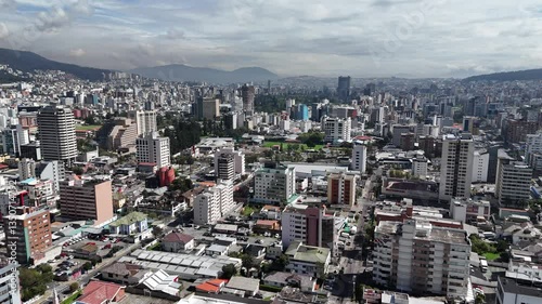 Aerial view of the city Quito in Ecuador at day light