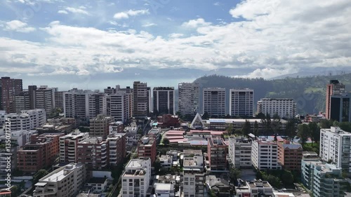 Aerial view of the city Quito in Ecuador at day light