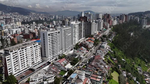 Aerial view of the city Quito in Ecuador at day light