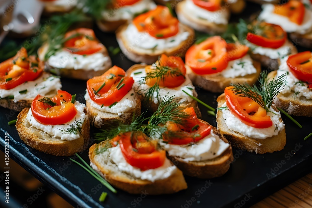 Delicious Appetizer Crostini- Roasted Red Pepper & Creamy Ricotta Bites Delicious Appetizer Crostini- Roasted Red Pepper & Creamy Ricotta Bites