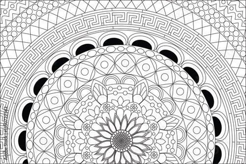 Zen Art Mandala Coloring Pages For Adults Illustration