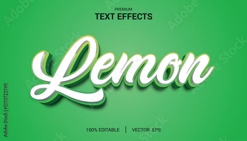 Lemon 3D Editable Text Effect, summer Style Text Effect Mockup, Set Elegant white lemon text effect,	