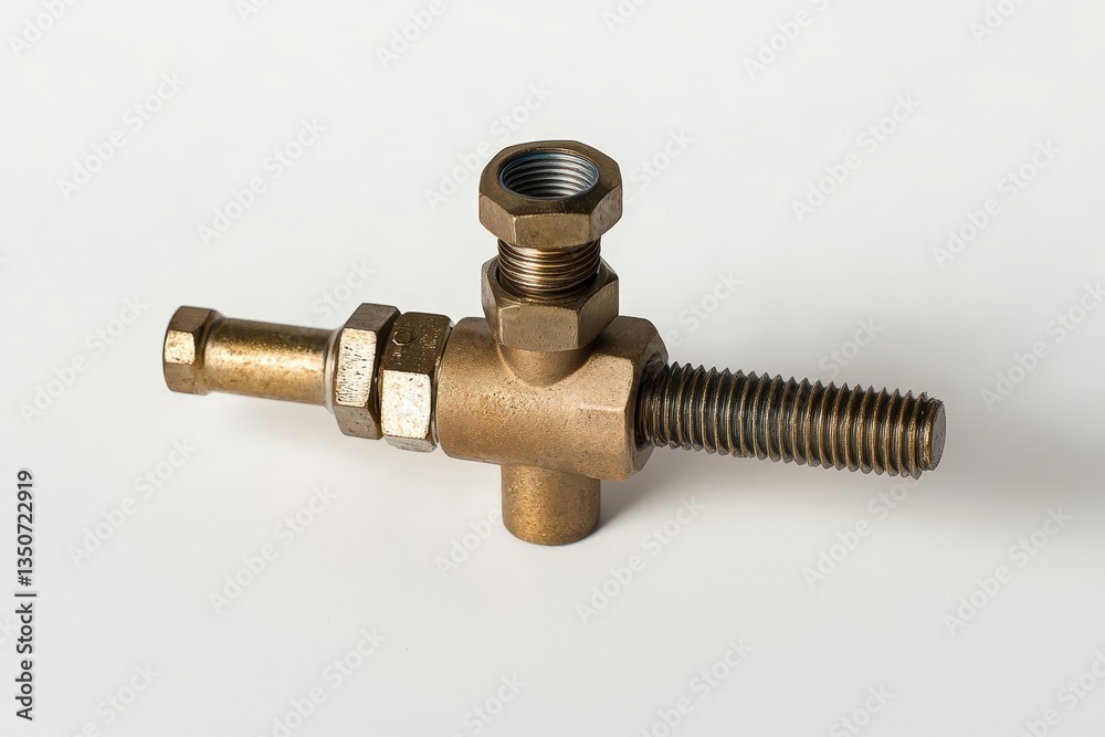A detailed close up photograph of a metallic plumbing fixture A detailed close up photograph of a metallic plumbing fixture